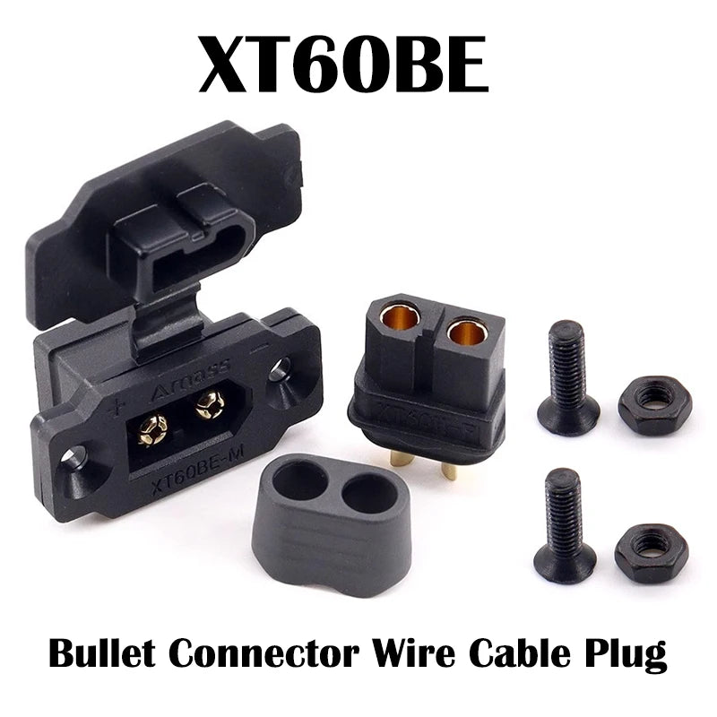 Original Amass XT60BE- XT60 Gold Plated Bullet Connector Panel Mount Fixed Plug for RC FPV Drone Battery Charger Motor ESC