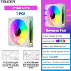 TEUCER Prism4 Forward/Reverse Fans 120MM 5V 3PIN ARGB 12V 4PIN PWM  2000RPM Hydraulic Bearing Design Stable&Quiet For Gamer