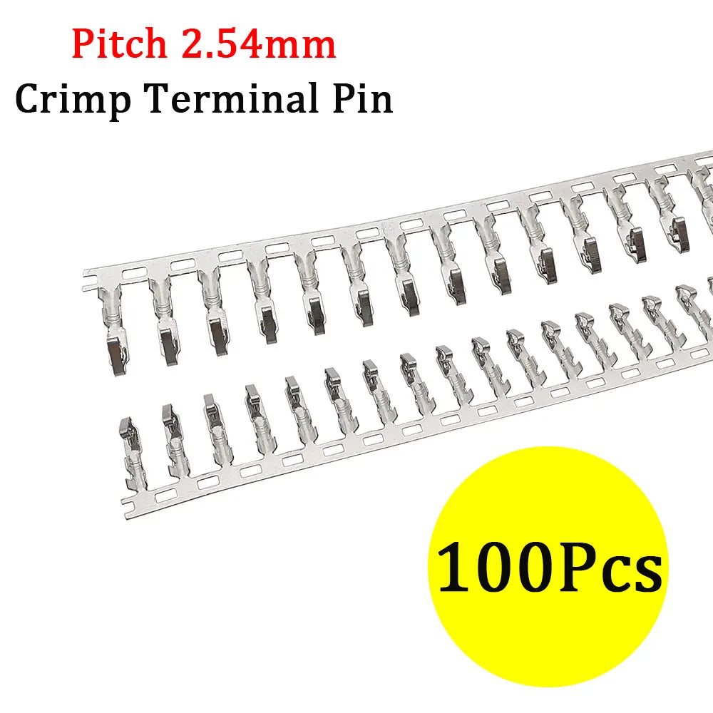 100Pcs KF2510 Connector 2.54mm Pitch 2P-10Pin Straight/Curved Male Female Socket Housing Plug Pin Header Crimp Terminals KF-2510