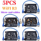 1-5Set/ UNO R3 Official Box ATMEGA16U2 / UNO+WiFi R3 MEGA328P Chip CH340G For Arduino UNO R3 Development Board WeMos ESP8266