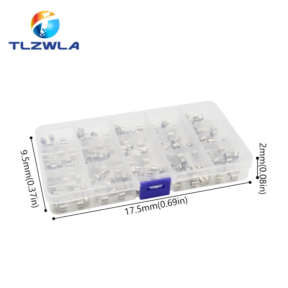 15Kinds 150PCS 5X20MM Fast-blow Glass Tube Fuses Car Ceramic Fuse Tube Assorted Kit 5*20 with Box fusiveis 0.1A-30A Household