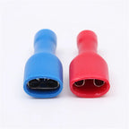 20/50/100Pcs Red + Blue 6.3mm Female Insulated Spade Crimp Terminal Wire Connector For 0.5-2.5mm Electrical Wire Cable Connecors
