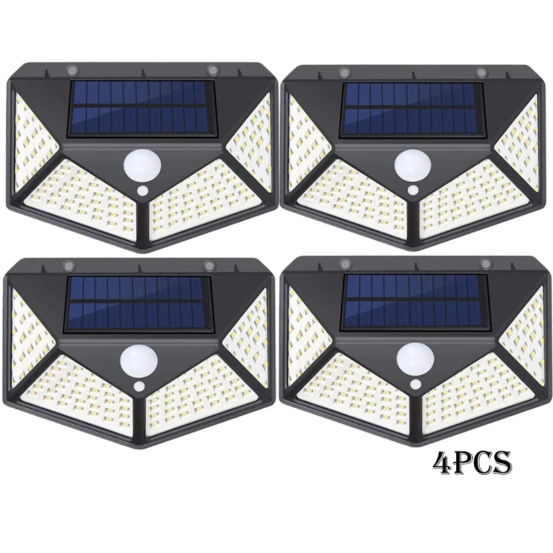 1-12 Pack Solar Lights Outdoor 100 LED Wall Lamp Motion Sensor Lights Waterproof Solar Street Light for Garden Porch Yard Garage