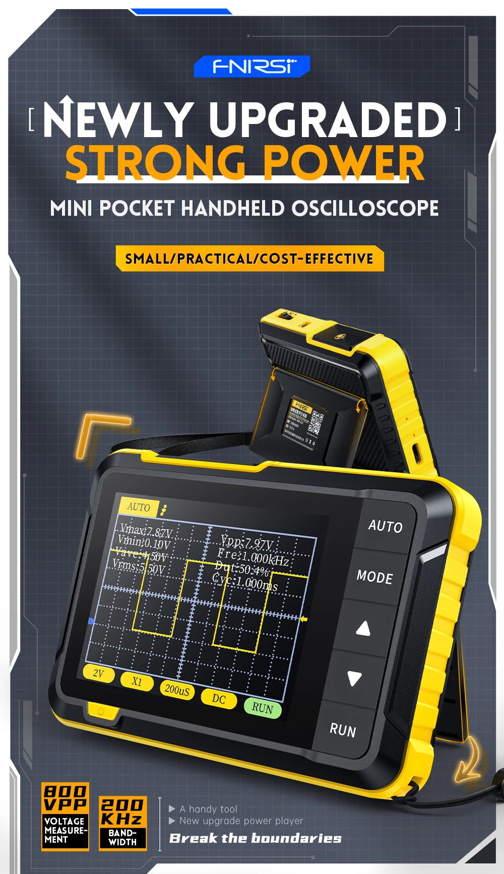 FNIRSI DSO152 TC3 Handheld Digital Oscilloscope With 200KHz/500kHz Bandwidth Supporting LCR Detection Signal Generator PWM Outpu