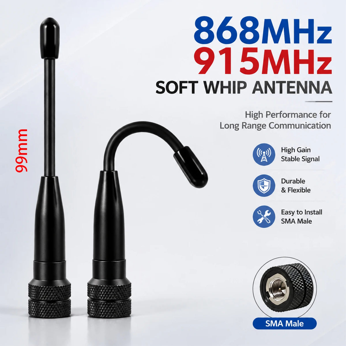 GIZONT LoRa 868MHz 915MHz Soft Antenna SMA Small Antenna For Meshtastic ESP32 Board Lora32u4 II Internet WiFi Antena Low VSWR