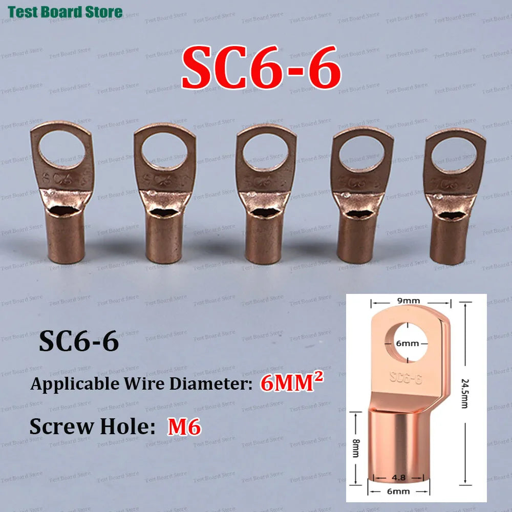 10/20/50pcs Copper Lug Ring Wire Connectors Bare Cable Electric Crimp Terminal SC4-4 SC6-6  SC10-6 SC10-8 SC16-6 SC25-8 SC25-10