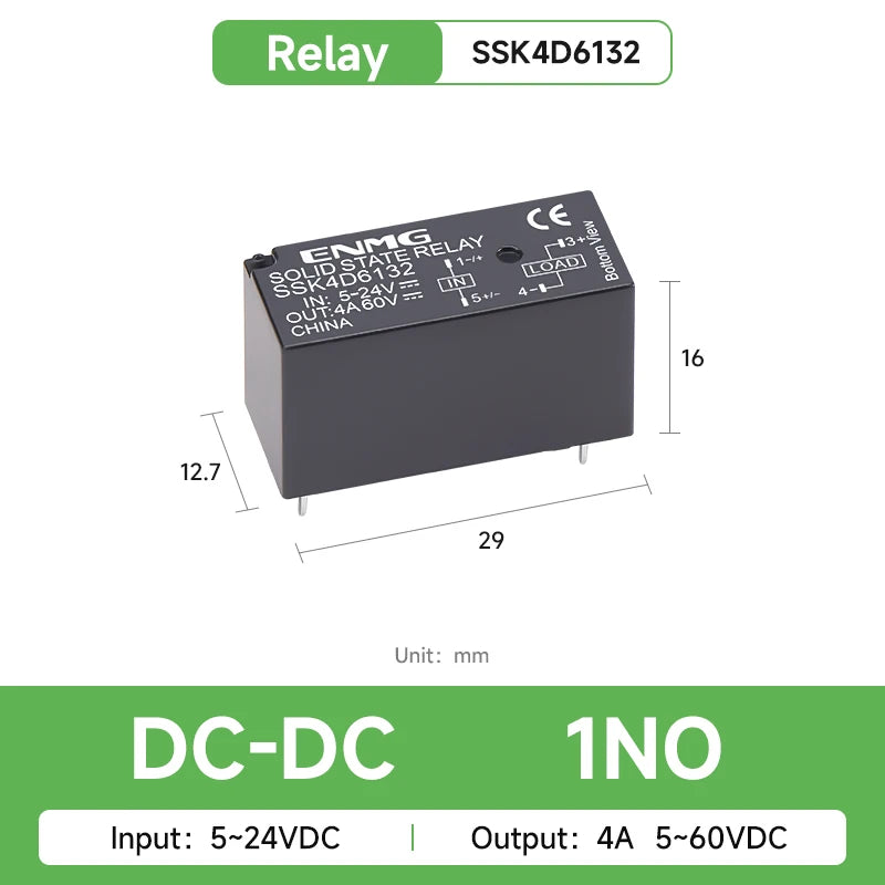 ENMG PCB Mount Solid State Relay, SSK10D6132 Miniature Pin-Type DC Control DC/AC 24V Printed Circuit Board Mount Plug-in Type.