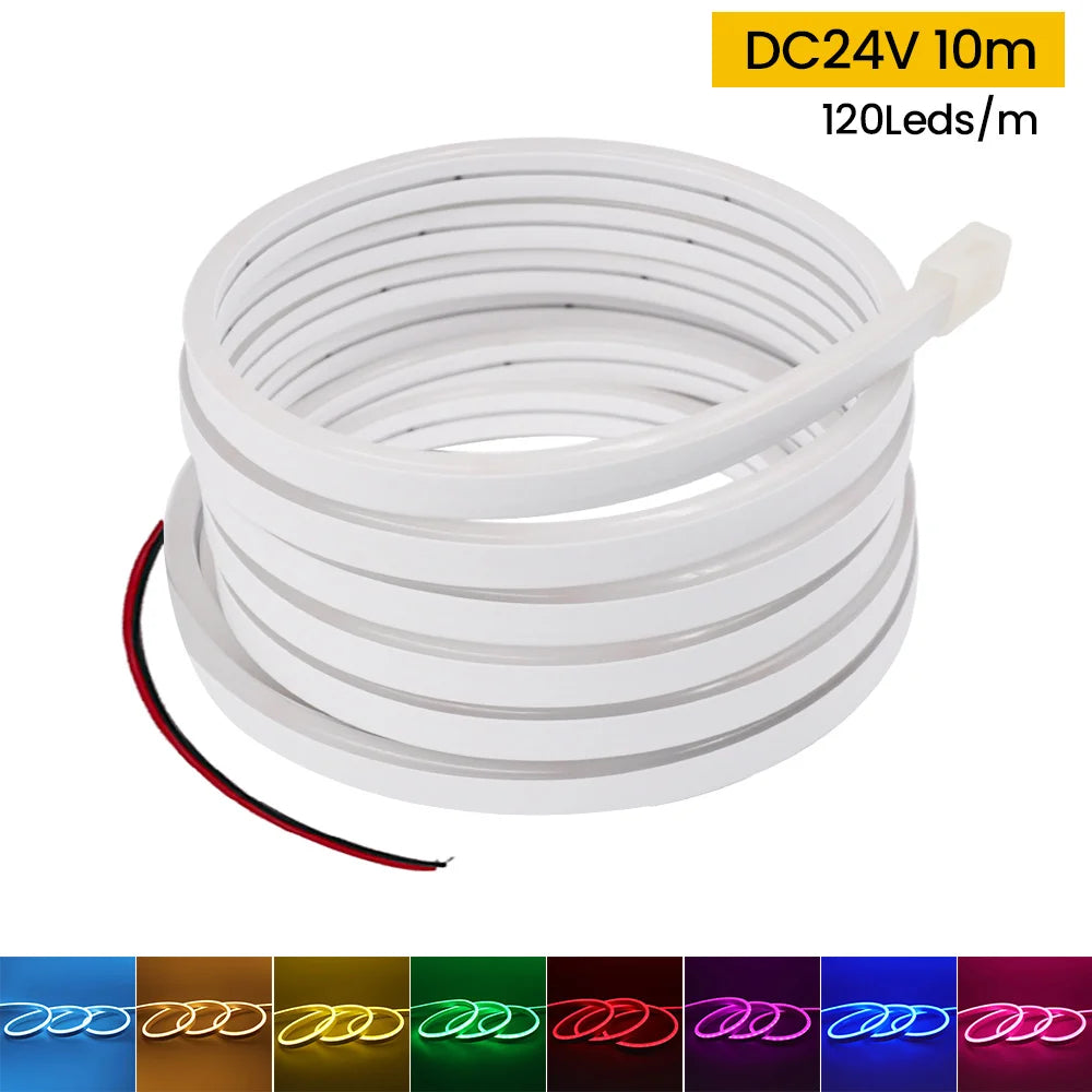 DC 12V 24V LED Neon Strip Light Neon Sign Waterproof Silicone Rope Lights Flexible Lamp Home Decoration with 2pin Wire 9 Colors