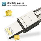 ZoeRax RJ45 Cat8 Cat7 Cat6A Connector Toolless Shielded/Unshielded Ethernet Termination Plug for 23~26AWG STP/UTP Ethernet Cable