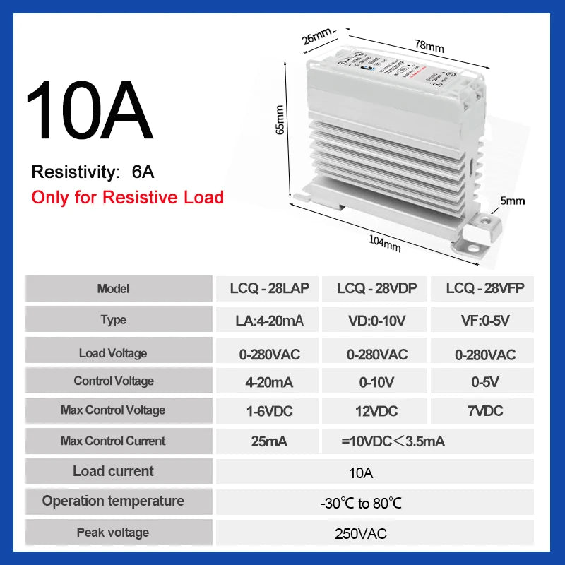 LCTC Voltage Regulator 0-10V 4-20mA 0-5V Single-phase Solid State Voltage Regulator Relay 10a15a25a40a
