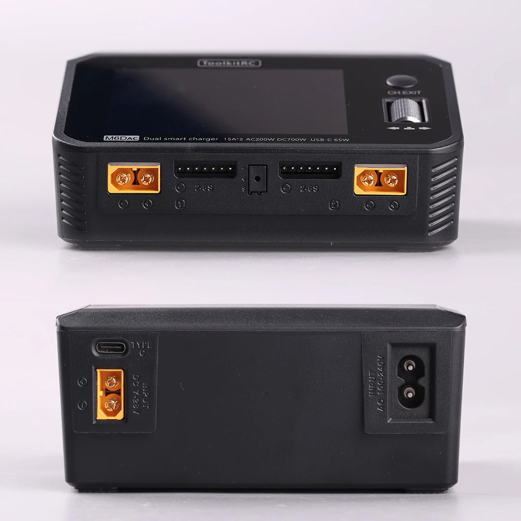 ToolkitRC M6DAC 350W X 2 USB-C 65W AC/DC Dual Smart Charger Discharger for 1-6S Lipo LiHV Lion NiMh Pb Battery with 15A Balance