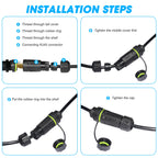1PC RJ45 8p8c Waterproof Connector, RJ45 Male to Female, Panel Mount Type, Zinc Alloy Body+PA66 Plastic+Copper Contact 250mm