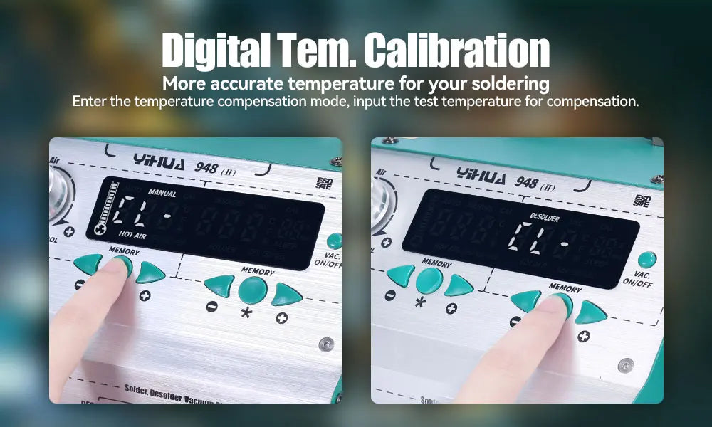 YIHUA 948-II Suction Tin Gun Desoldering Station Hot Air Gun Soldering Iron Suction Pen 4 IN 1 Intelligent Soldering Station