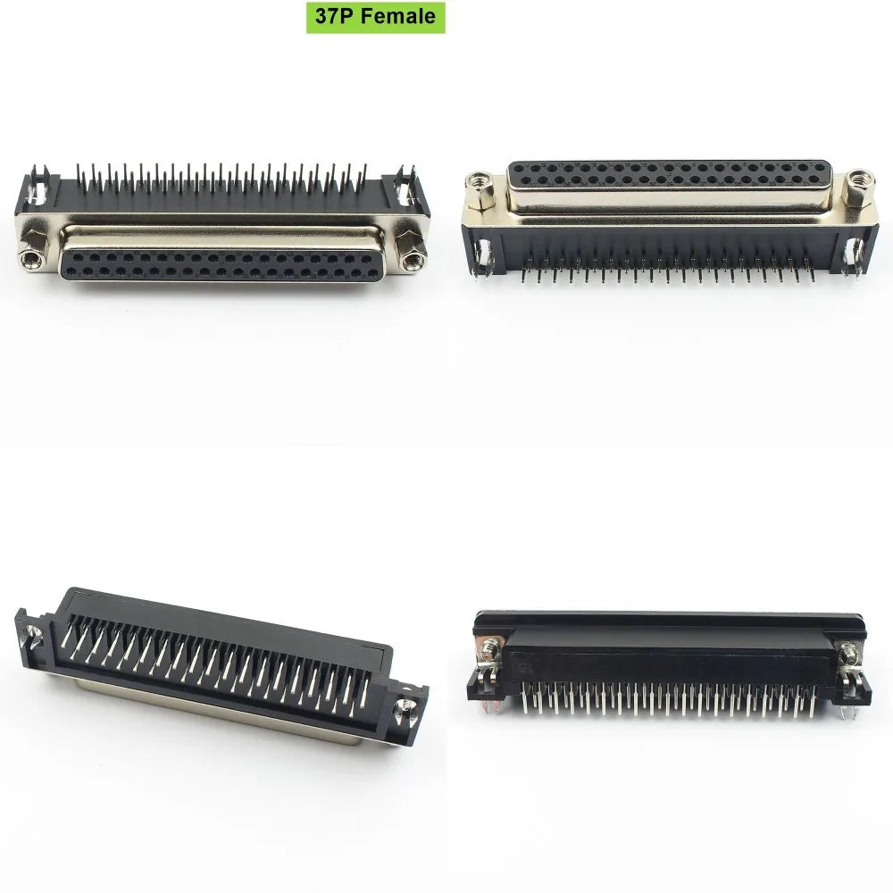 5pcs D-SUB 9 15 25 37 Pin Male Female PCB Connector With Set Screw Plug Socket Adapter Right Angle 2 Rows DB9 DB15 DB25 DB37