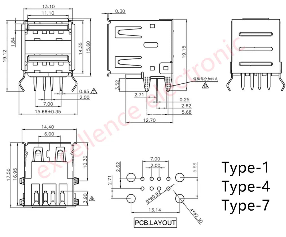 5/10Pcs Double USB Type A Female Solder Jacks Connector PCB Socket USB-A Type 90 Degrees / 180 Degrees Adapter