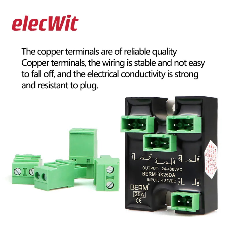 small three-phase solid state relay 220V three-way single control SSR-3X25DA DC control AC 25A