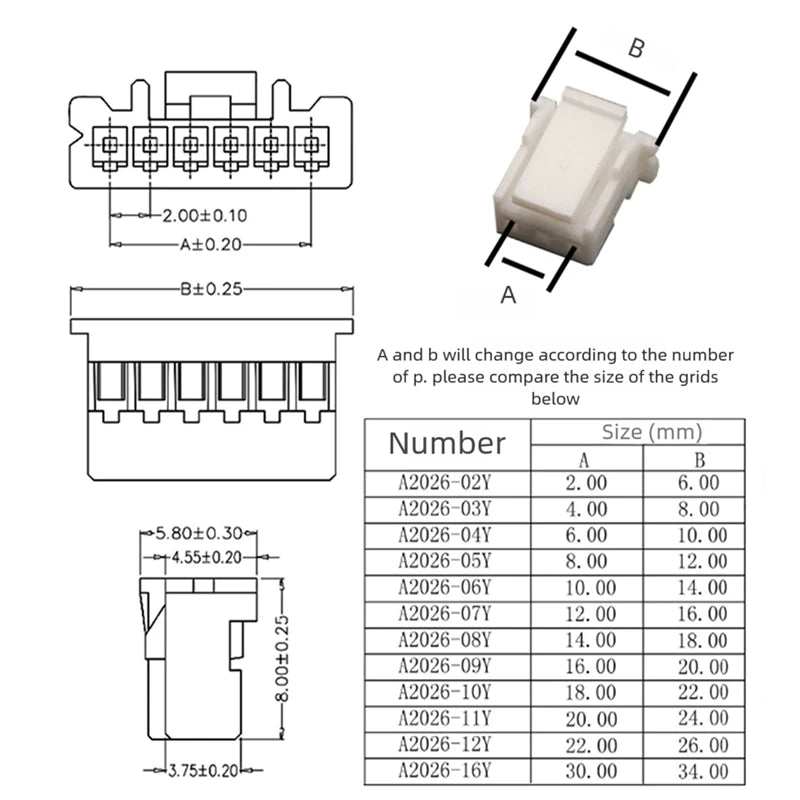 5pcs PA 2.0mm PAP to Female Dupont Wire 2/3/4/5/6/7/8/9/10P PA2.0 26AWG 20cm Cable Connector PAP-04V-S PAP-05V-S