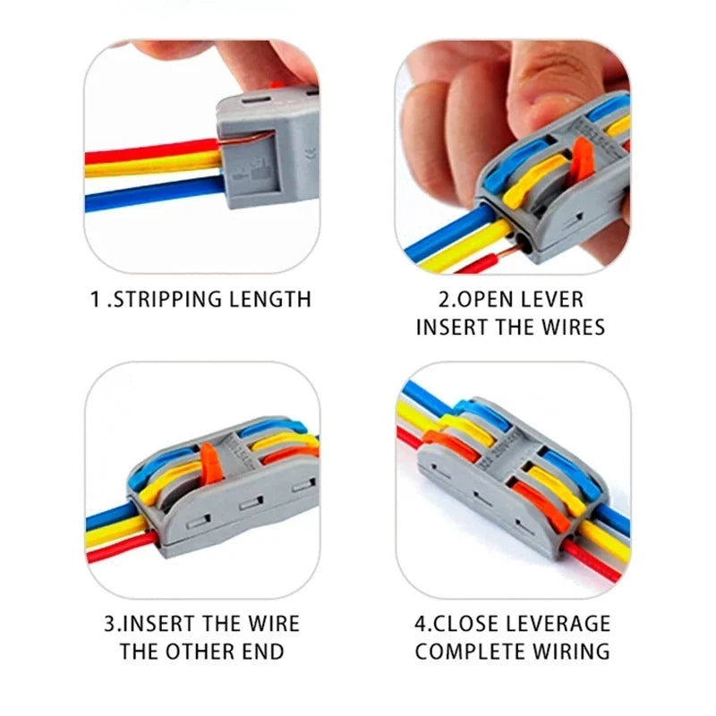 PCT-222-C PCT-223-C Color Lever Wire Connector 2 3 Port 5 10 20PCS Compact Push In Terminal Block for Electrical Cable Wiring