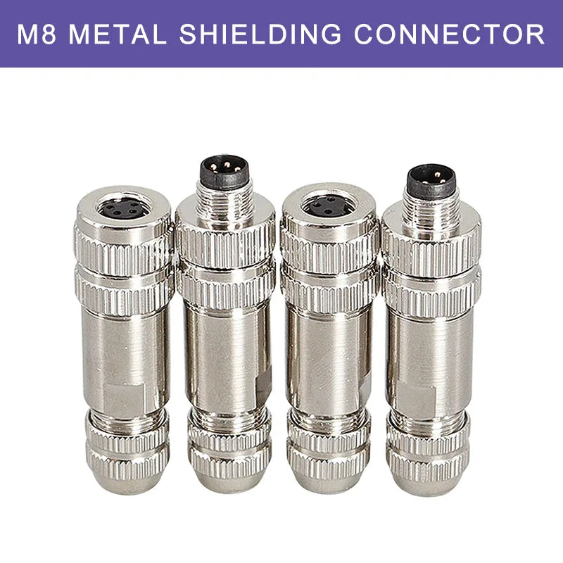 M8 Sensor Connector Waterproof Male&Female Plug Straight Angle Screw Threaded Coupling 3pin 4pin 5pin 6pin 8pin