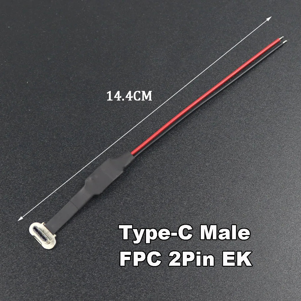 1pc USB C Type-C FPC 2pin3pin with Resistor R1 Soft Flat Cable Male Charging Cable Fast Charge Charging Wire Extention for Phone