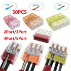 50pcs Mini Quick Wire Connectors 2/3/4/5/ Ports Terminal Block Hard Stainless Easy Electric Quick Push-In