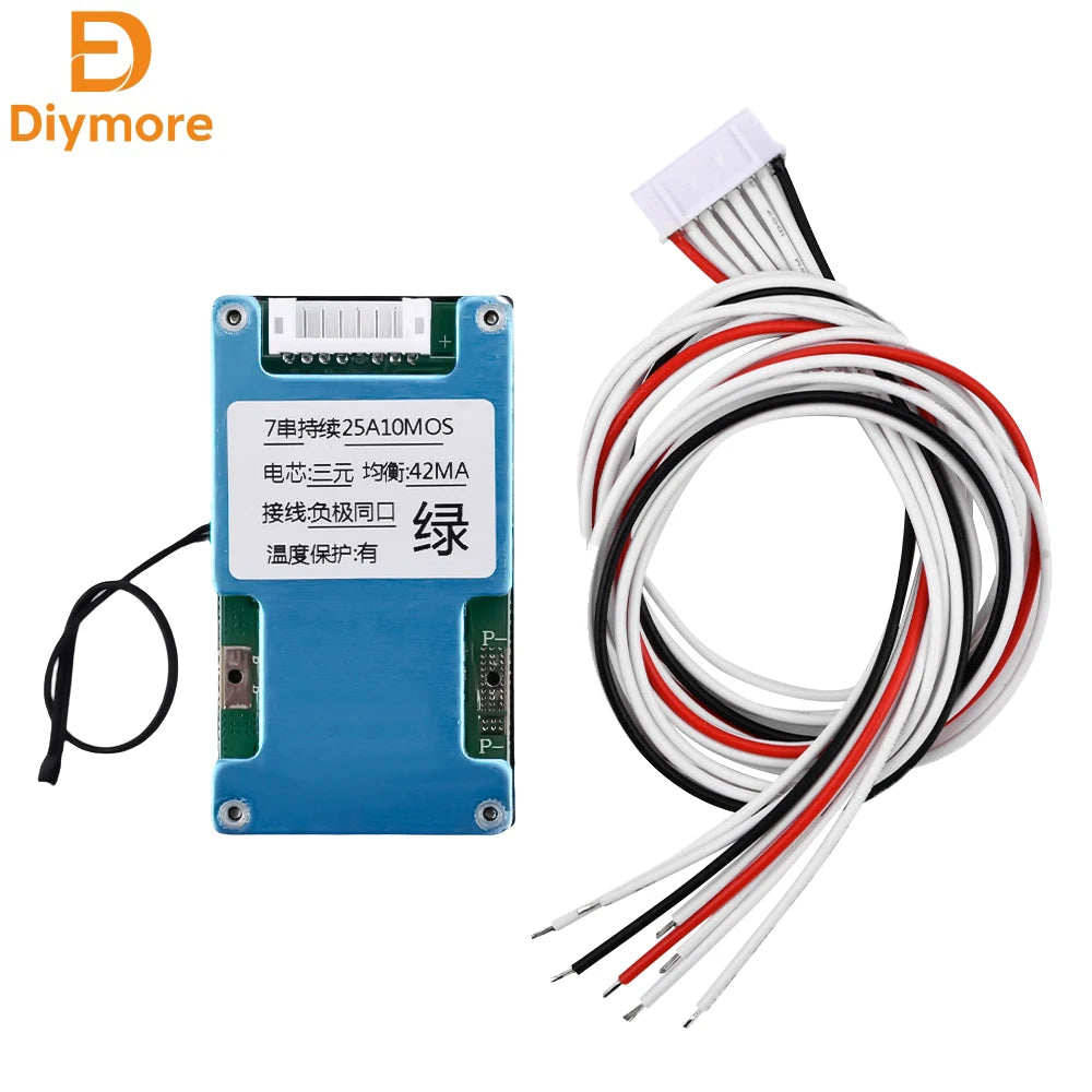 BMS 7S 24V 15A 20A 25A Li-ion Lmo Ternary Lithium 18650 Battery Charge with Balanced and NTC Temperature Protection