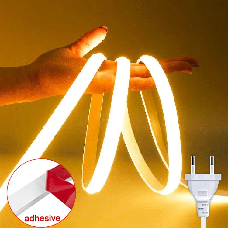 COB LED Strip 220V High Brightness 220V Led Strip Flexible Ribbon Tape for Room Bedroom Kitchen Lighting