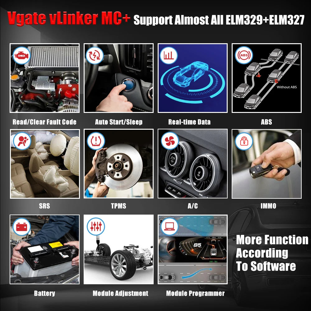 Vgate VLinker MC+ MC V2.2 Bluetooth 4.0 BT3.0 OBD Scanner Car Diagnostic Tools For IOS Android Scanner Auto Tool PK V1.5 ELM327