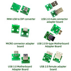 5pcs Micro Mini A Male USB 2.0 3.0 A Female USB B Connector Interface to 2.54mm DIP PCB Converter Adapter Breakout Board
