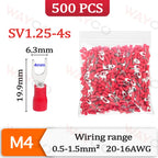 500PCS Fork Crimp Terminal M4/M5/M6 Spade Plugs Pre-insulated Ferrules Lugs For Splice Electricals Cable Wire End Connectors