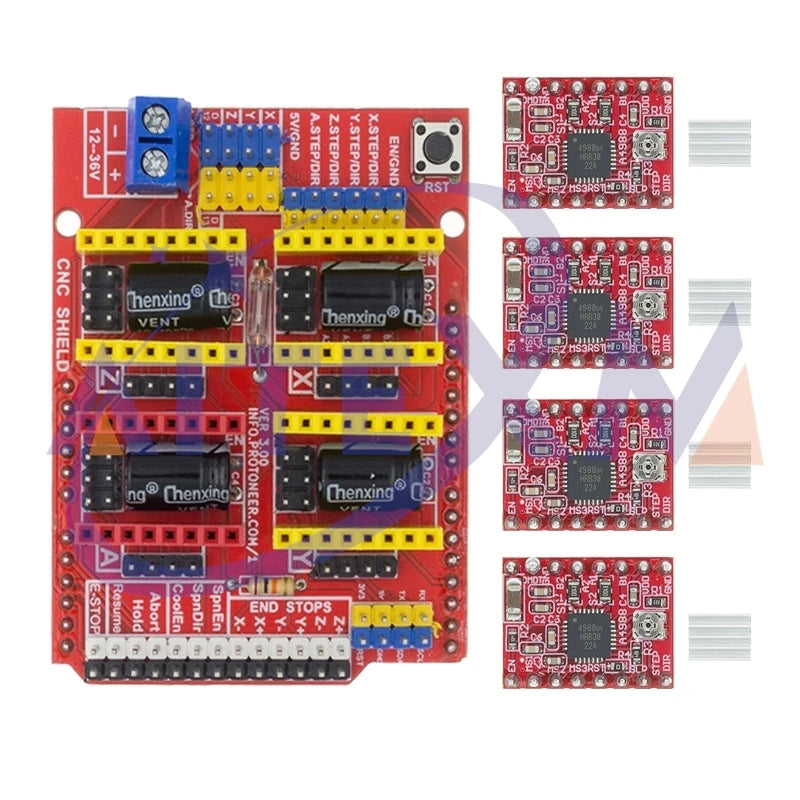 CNC Shield V3 Engraving Machine 3D Printe+ 4pcs DRV8825 Or A4988 Driver Expansion Board For Arduino + UNO R3 With USB Cable