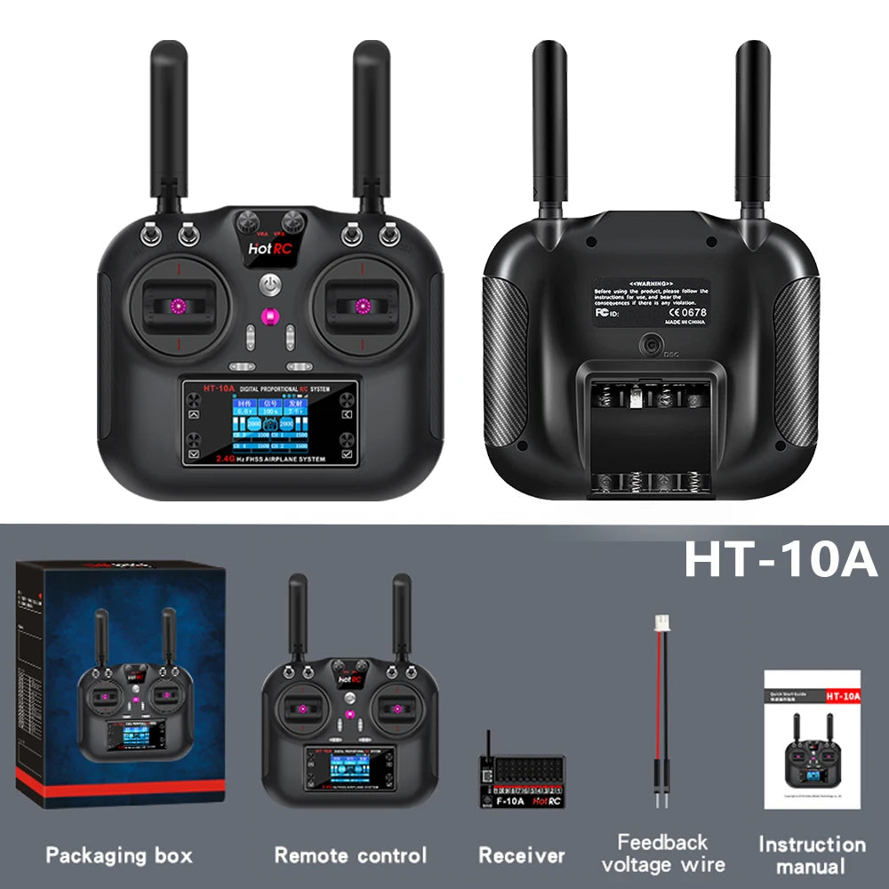 Hotrc  HT-10A/HT-8A HT10A 2.4Ghz 10CH/ 8CH  Remote Controller F-10A Receiver For RC Airaft Vehicle Boat Drone Accessories Parts