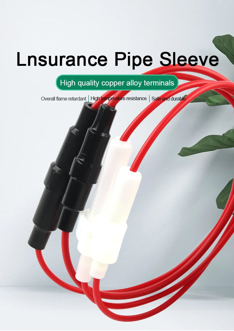 10PCS 5x20mm Glass Fuse Holder Fast Blow Screw Type 6x30mm with Electrical Wire Cable 250V AC Fuses Line Copper Strip Spring