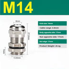 10pcs Waterproof Cable Gland Connector IP68 Nickel Plated Brass Metric Cable M6 M8 M10 M12 M14 M16 PG7 PG9 PG11 For 1-14mm Wire
