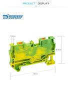 PT4-PE Push-in 4mm² Ground Din Rail Feed-Through Terminal Block Earth Strip Connector Wire Electrical Connector PT 4-PE