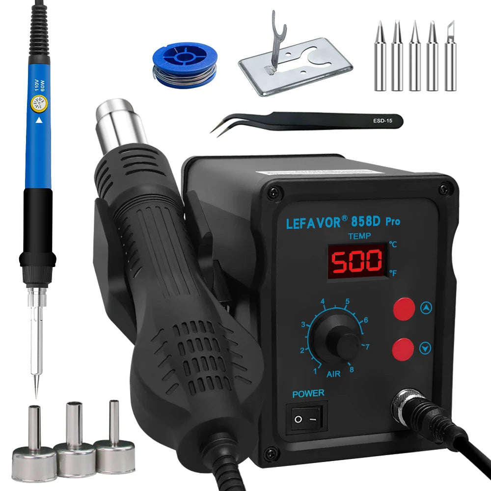 858D Hot Air Gun BGA Soldering Rework Station Blower Hair Dryer Hairdryer Soldering Heat Gun 220V 110V  SMD SMT Welding Repair