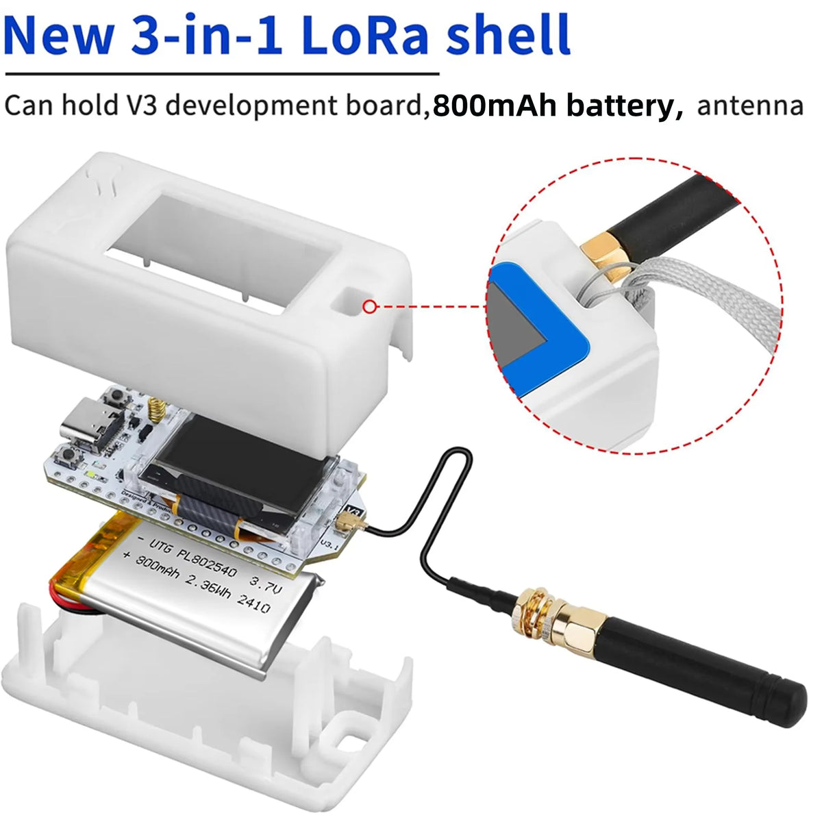 Heltec V3 LoRa 32 with Case ESP32-S3 SX1262 Meshtastic Meshcore Node 868MHz 915MHz OLED Display WiFi BLE IoT Kit