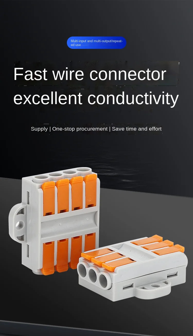 Wire Connector 2/3/4/5/6 Pin Universal Docking Fast Wiring Conductors Push-in Terminal Block Cable Splitter High Power Connector