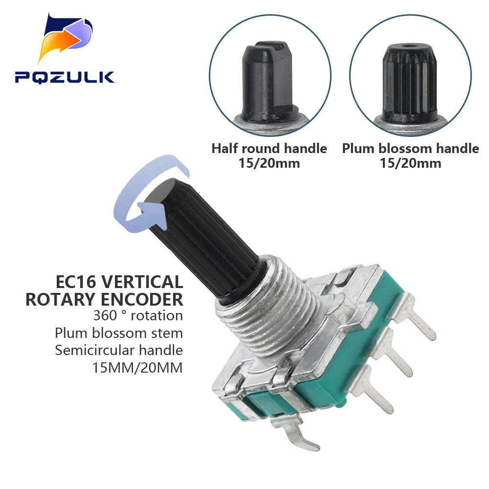 1PC EC16 Rotary Encoder 24 Position Pulse Digital Rotary 3Pin Amplifier Volume Switch Induction Cooker Switch 15/20MM Half Shaft