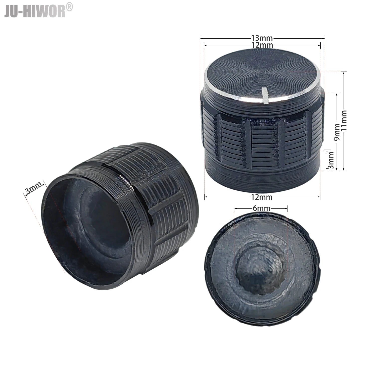 2pcs Tone Top 6mm Shaft Guitar Volume Aluminum Knob For Potentiometer Volume Control Rotary Knobs Diameter 13mm 15mm 26mm