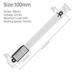 12V Linear Actuator 10-200mm Stroke 32N/64N/96N/188N/1000N/3000N Electric Reciprocating Lifting Linear Motion Actuator Motors