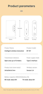 Wireless Bluetooth 5.4 Audio Receiver Transmitter 3.5mm AUX Jack Adapter TF Card Playback Hands Free for Car Radio TV Earphones