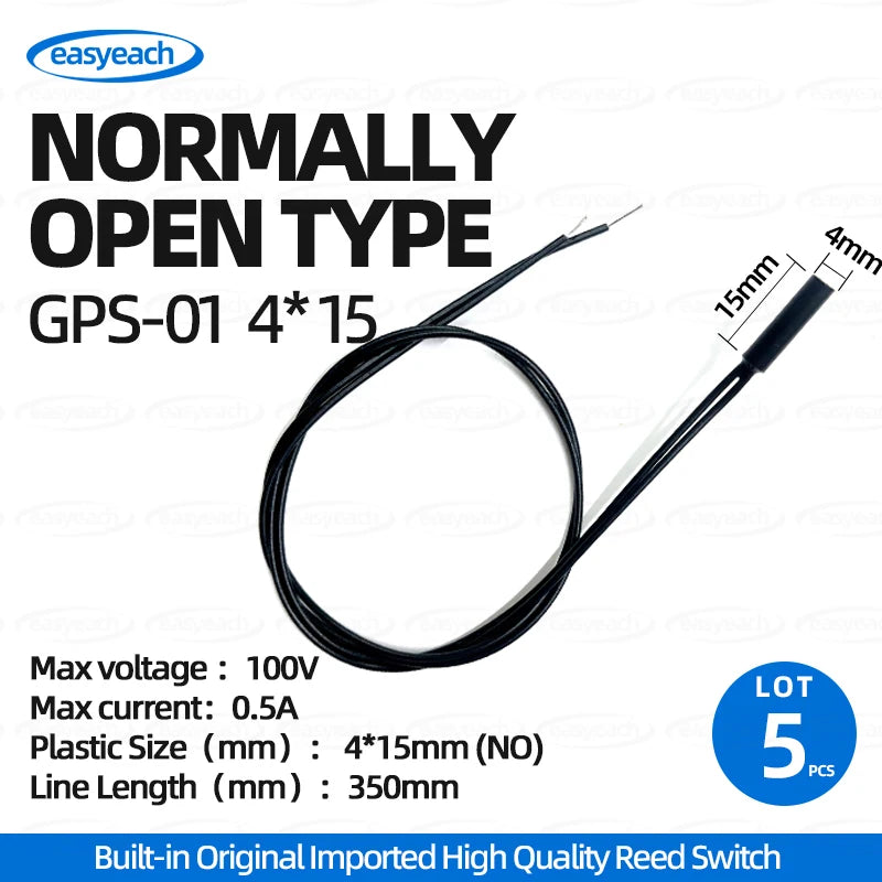 5pcs GPS-01 Reed switch 4x18mm 5x15/20/25mm 6x30/38mm NO/NC 6*38mmHP normally Open/closed Magnetron proximity Sensor GPS-01A /B