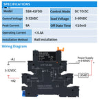 LCTC 1PCS Slim Relay Board Din Rail Relay Module SSR Terminal Solid State Relay With LED 6A SSR-41FDA SSR-41FDD DC-AC DC- DC