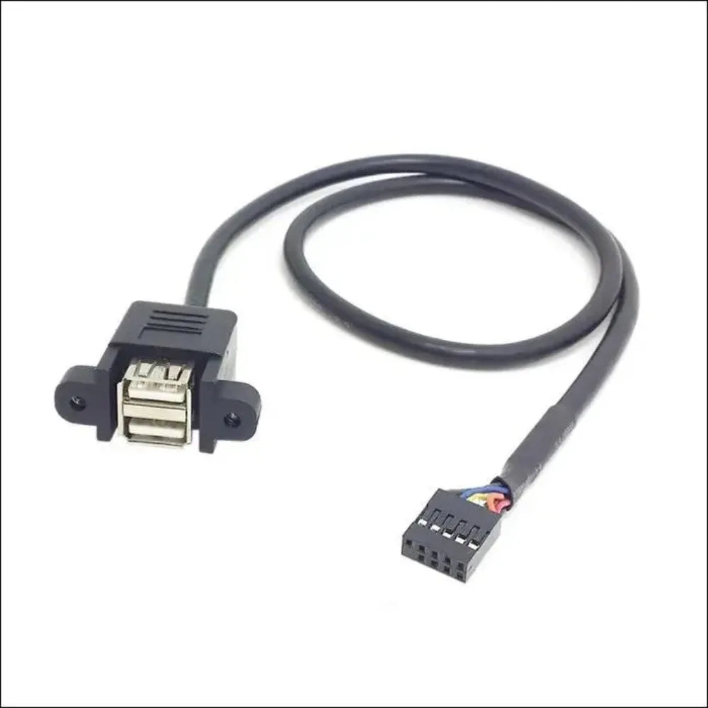 9Pin USB2.0 Internal Cord,Dual USB-A Panel Mount Female,2.54mm MB Front Header,30cm/50cm Option PC Chassis Front Panel DIY