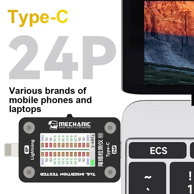 MECHANIC T-824 T824 SE Tail Insertion Tester Tail Insertion Detector Type-C Lightning I nterface for Phone Repair Tools