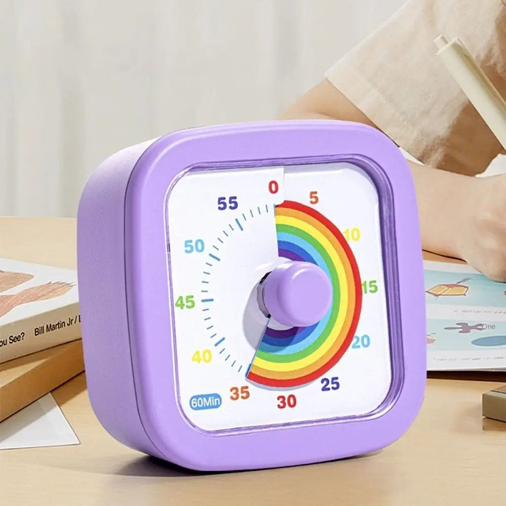 60 Minutes Visual Timer Ultra Silent Visualization Countdown Alarm Clock Round/Square Self-discipline Kitchen Timer