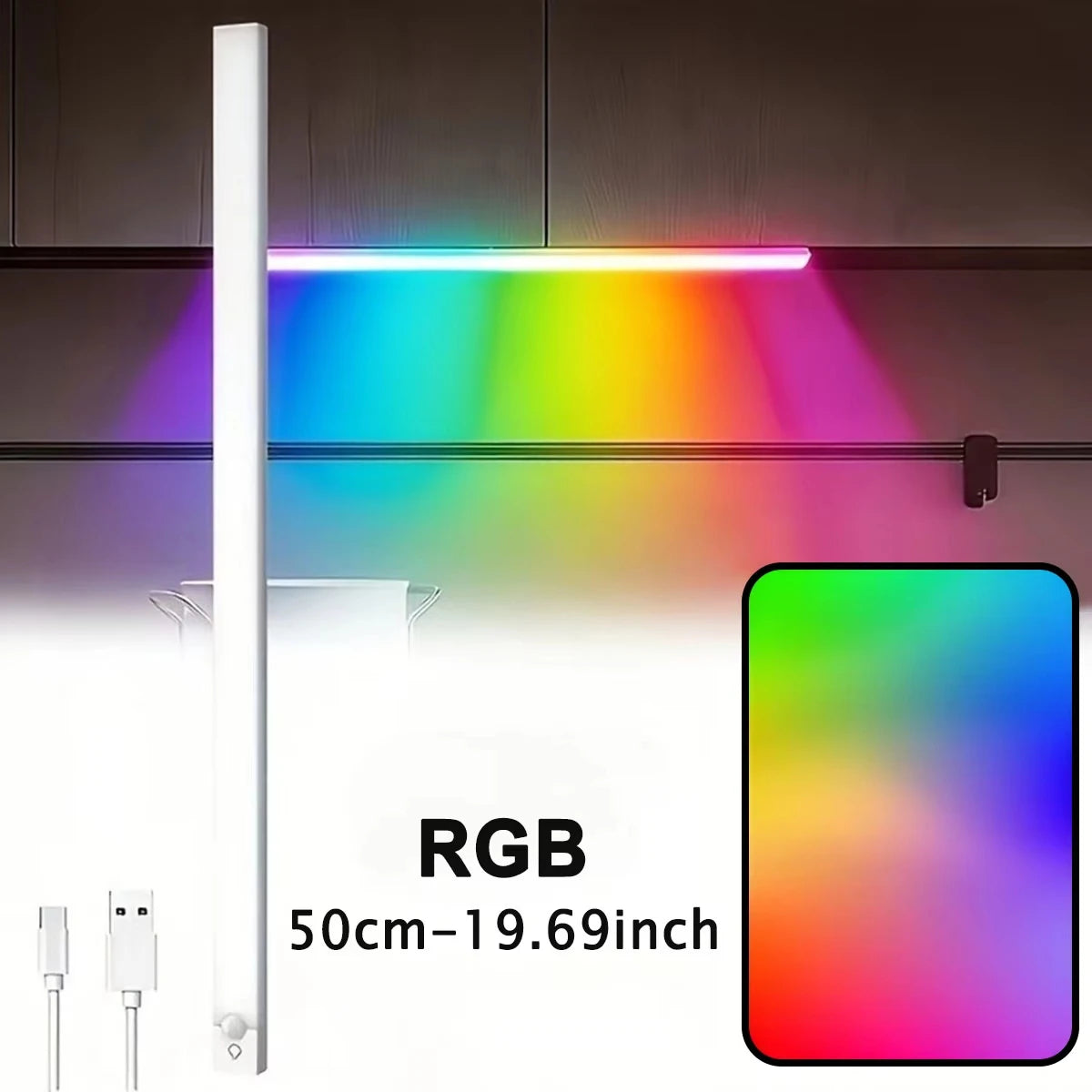 RGB Ambient Sensor Light -  Rechargeable Magnetic Wall Lamp Mood Ambient Light for Cabinet Hallway Stair