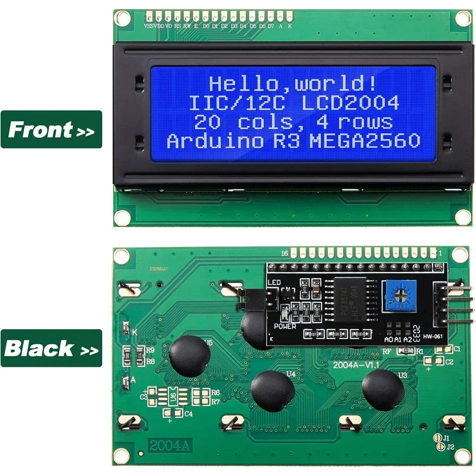 LCD2004+I2C LCD2004 20x4 2004A Blue Green Screen Character LCD IIC Serial Interface Adapter Module for Arduino