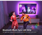 (EU Plug) LED Strip Light RGB Music Sync Color Changing  Sensitive Built-in Mic, App LED Lights DC12V Flexible